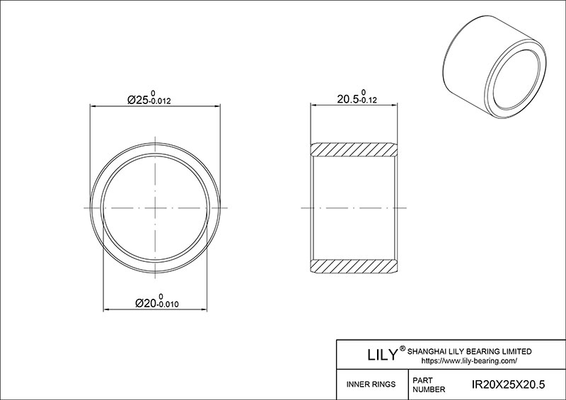 IR20X25X20.5-XL 内圈 CAD图形