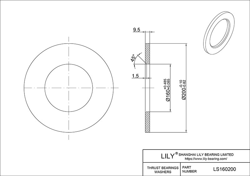 LS160200 推力滚针轴承(垫圈) CAD图形
