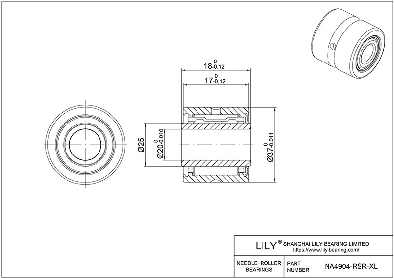 NA4904-RSR-XL 重型滚针轴承(机械加工) CAD图形
