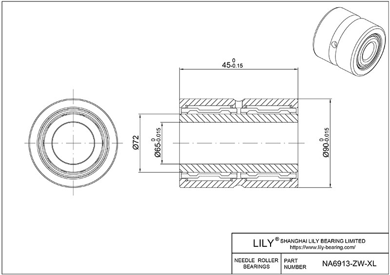 NA6913-ZW-XL 重型滚针轴承(机械加工) CAD图形