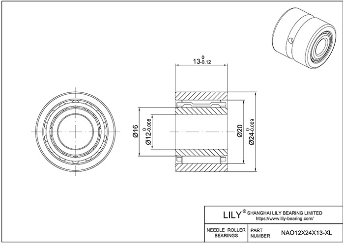 NAO12X24X13-XL 重型滚针轴承(机械加工) CAD图形