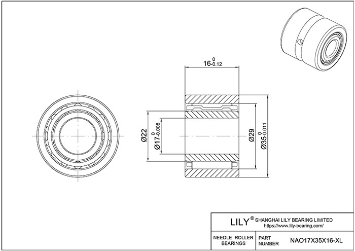 NAO17X35X16-XL 重型滚针轴承(机械加工) CAD图形