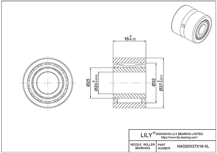 NAO20X37X16-XL 重型滚针轴承(机械加工) CAD图形
