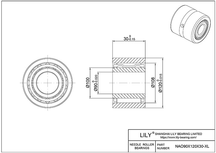 NAO90X120X30-XL 重型滚针轴承(机械加工) CAD图形