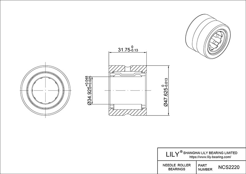 NCS2220 重型滚针轴承(机械加工) CAD图形