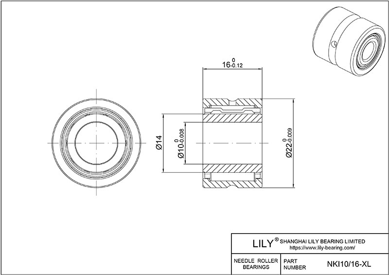 NKI10/16-XL 重型滚针轴承(机械加工) CAD图形