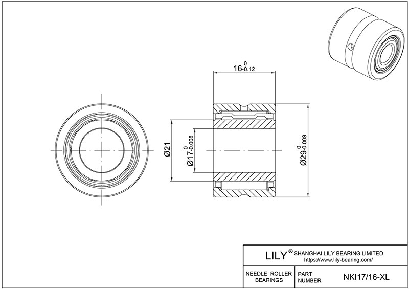 NKI17/16-XL 重型滚针轴承(机械加工) CAD图形