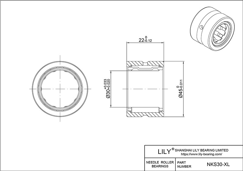 NKS30-XL 重型滚针轴承(机械加工) CAD图形