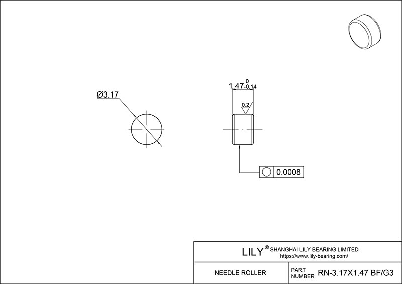 RN-3.17x1.47 BF/G3 滚针 CAD图形