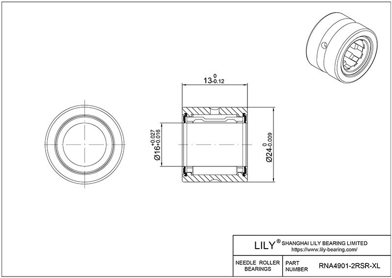 RNA4901-2RSR-XL 重型滚针轴承(机械加工) CAD图形