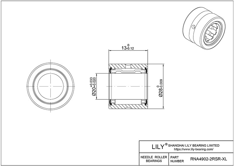 RNA4902-2RSR-XL 重型滚针轴承(机械加工) CAD图形