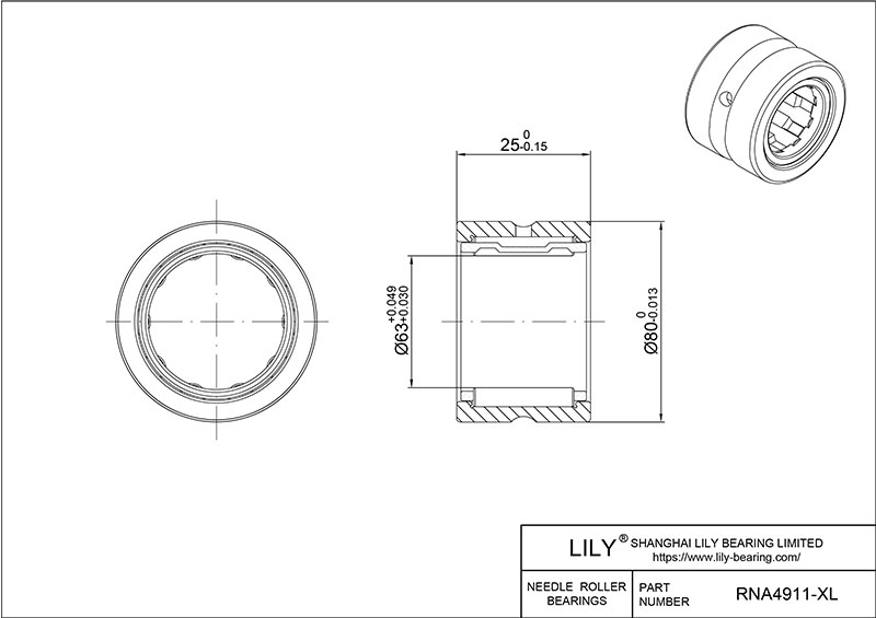 RNA4911-XL 重型滚针轴承(机械加工) CAD图形