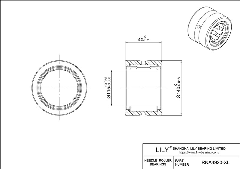 RNA4920-XL 重型滚针轴承(机械加工) CAD图形