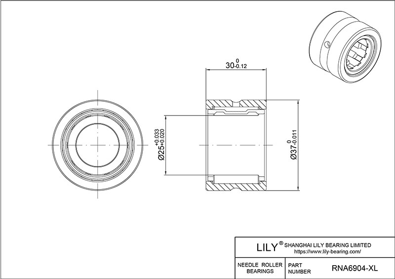 RNA6904-XL 重型滚针轴承(机械加工) CAD图形