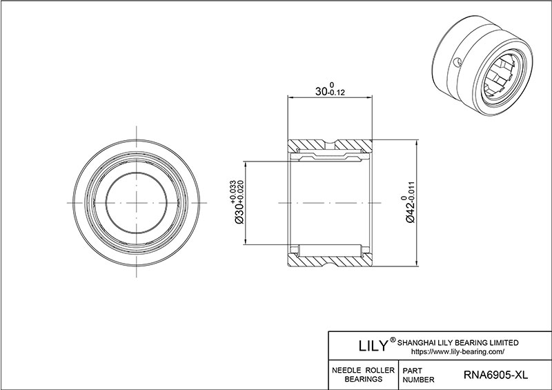 RNA6905-XL 重型滚针轴承(机械加工) CAD图形