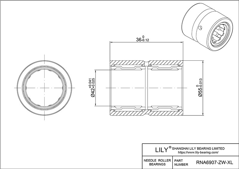 RNA6907-ZW-XL 重型滚针轴承(机械加工) CAD图形