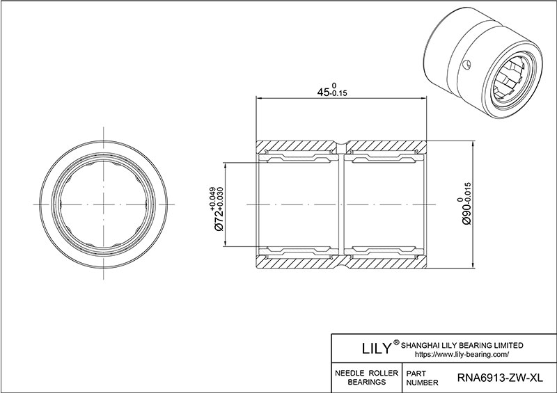 RNA6913-ZW-XL 重型滚针轴承(机械加工) CAD图形