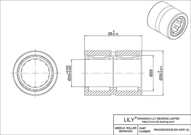 RNAO25X35X26-ZW-ASR1-XL 重型滚针轴承(机械加工) CAD图形