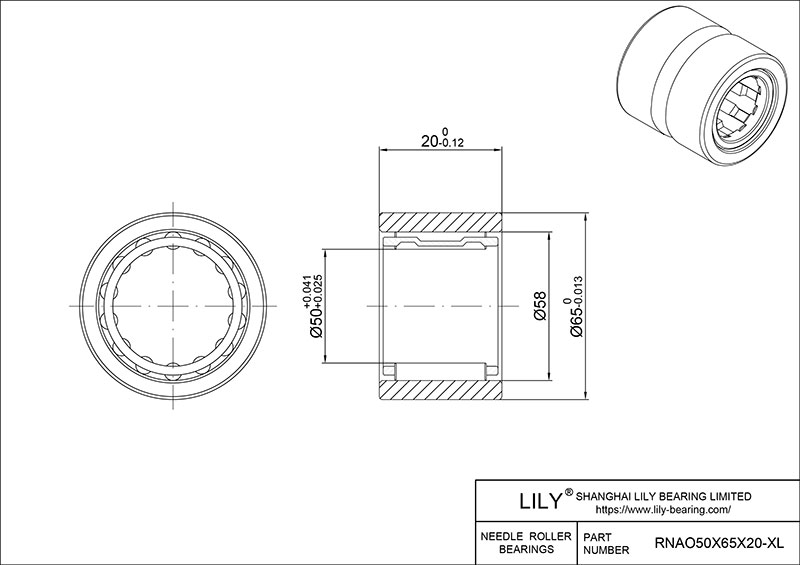 RNAO50X65X20-XL 重型滚针轴承(机械加工) CAD图形