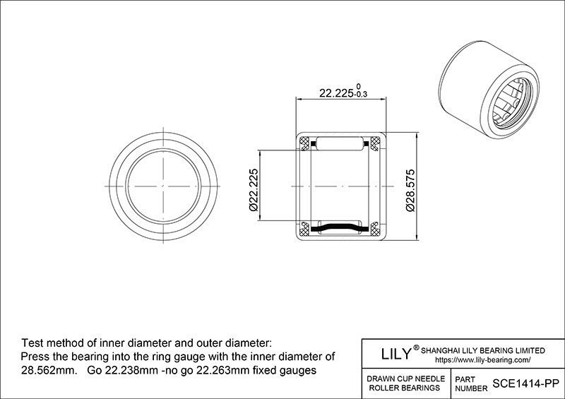 SCE1414-PP 冲压式滚针轴承 CAD图形