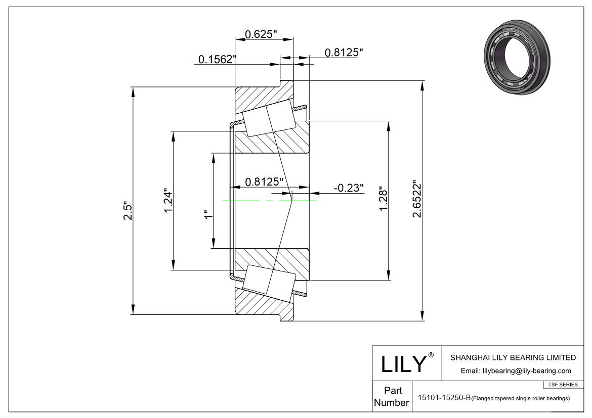 15101-15250-B TSF系列(带法兰的圆锥单滚子轴承)(英制) CAD图形