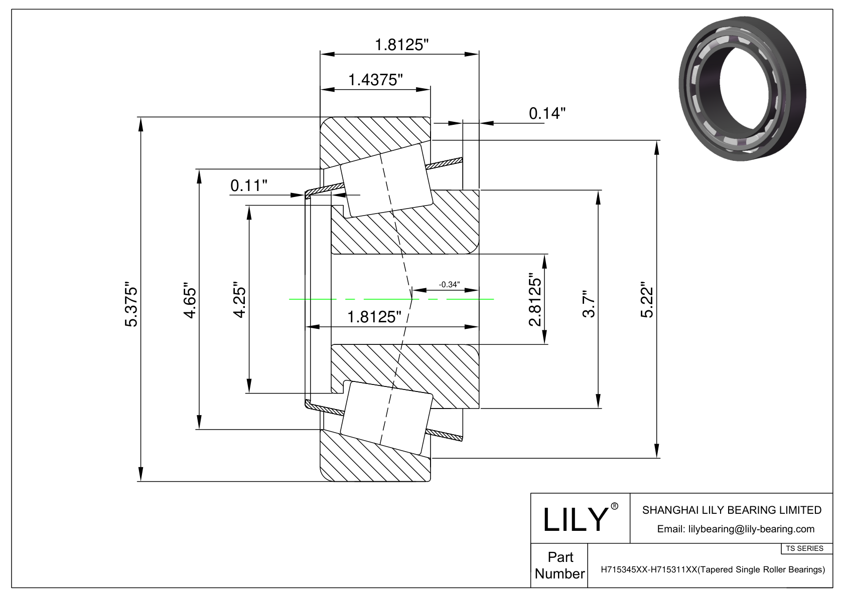 H715345XX-H715311XX TS系列(圆锥单滚子轴承)(英制) CAD图形