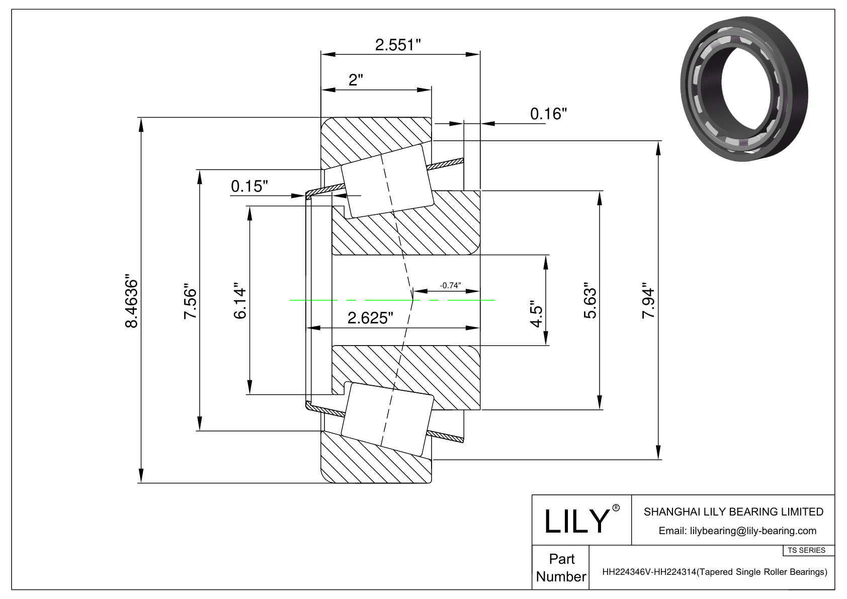 HH224346V-HH224314 TS系列(圆锥单滚子轴承)(英制) CAD图形
