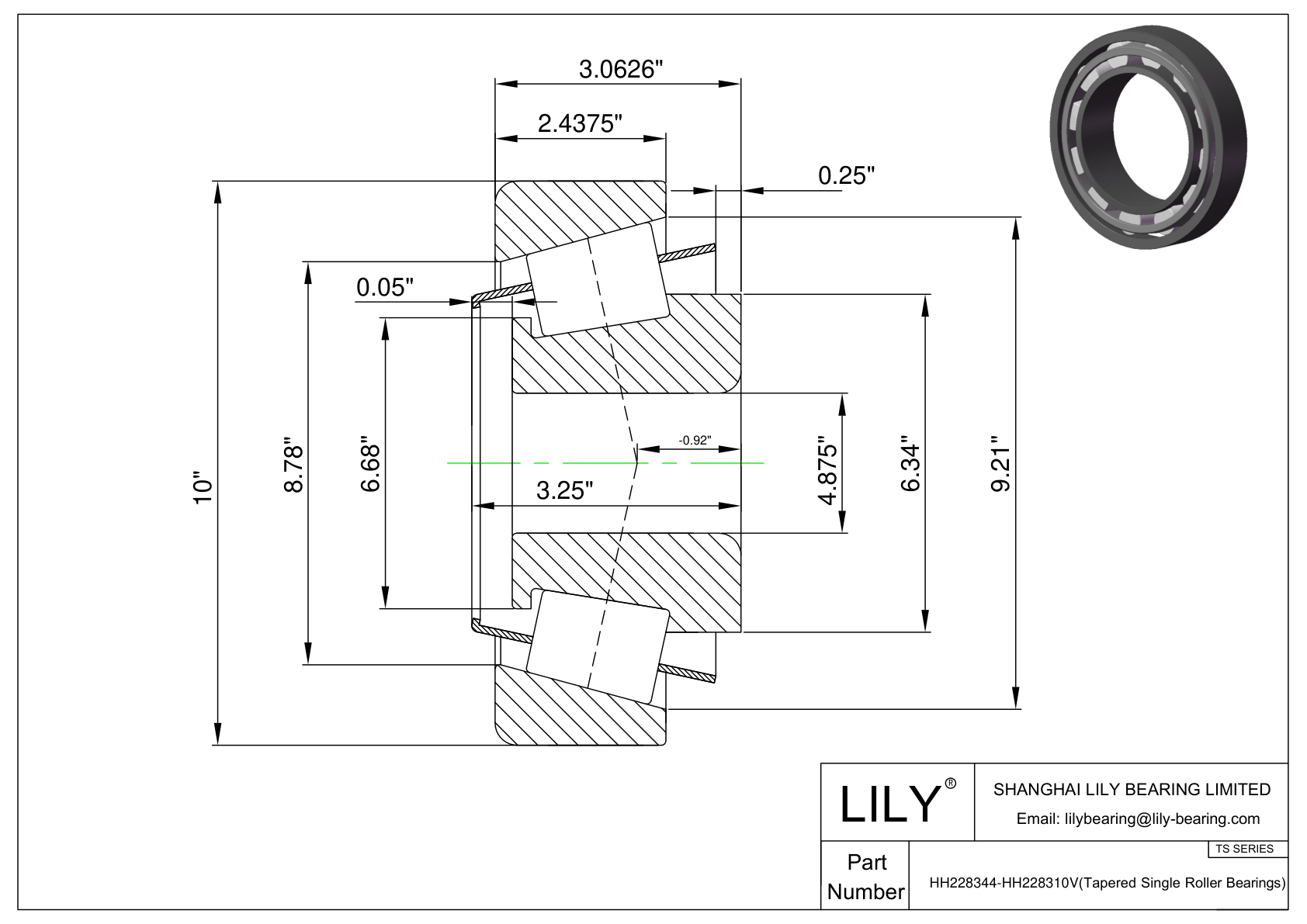 HH228344-HH228310V TS系列(圆锥单滚子轴承)(英制) CAD图形