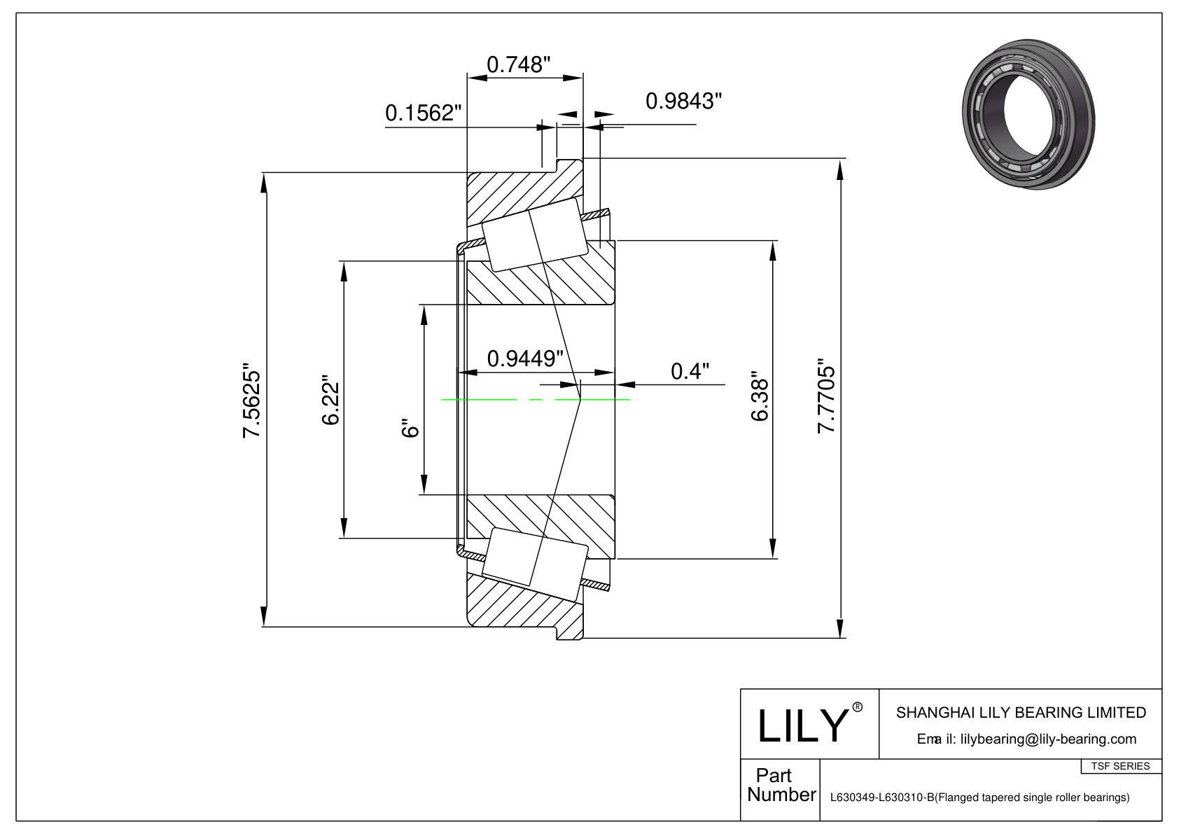 L630349-L630310-B TSF系列(带法兰的圆锥单滚子轴承)(英制) CAD图形