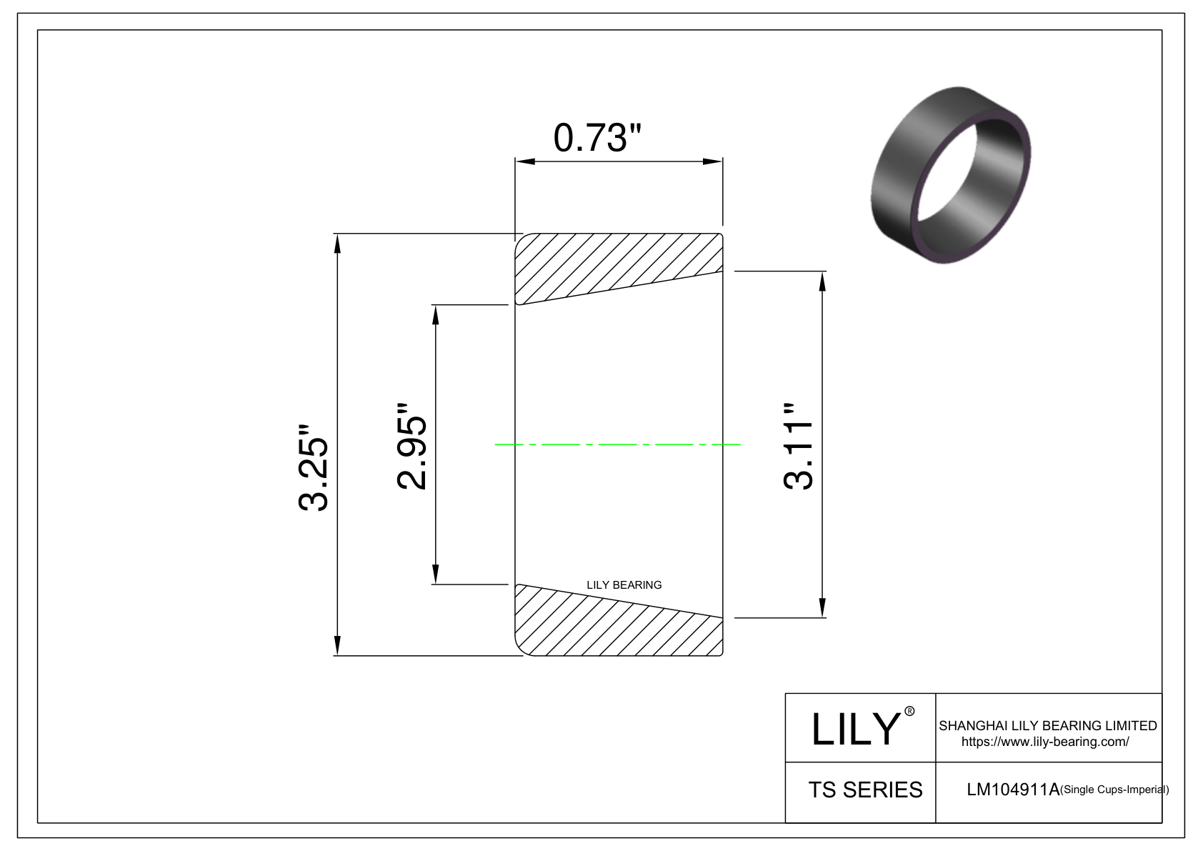 LM104911A 单杯体(英制) CAD图形