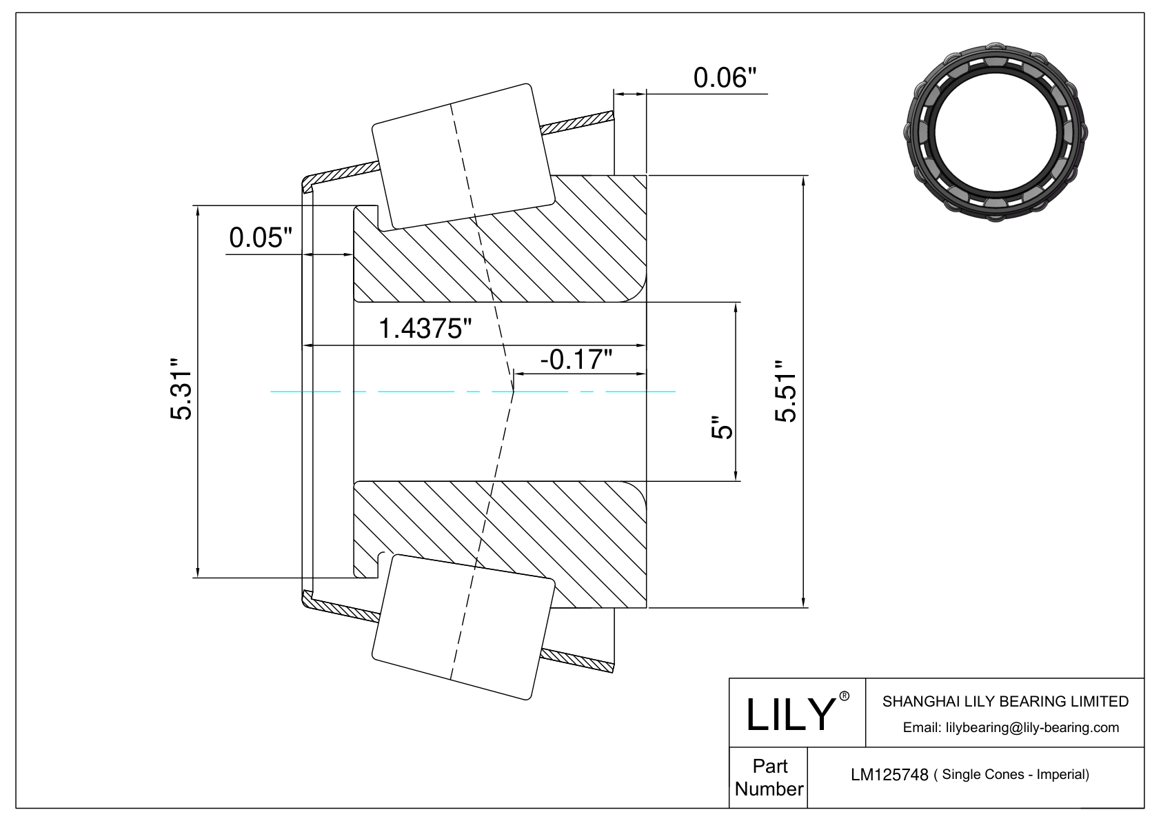 LM125748 单锥体(英制) CAD图形