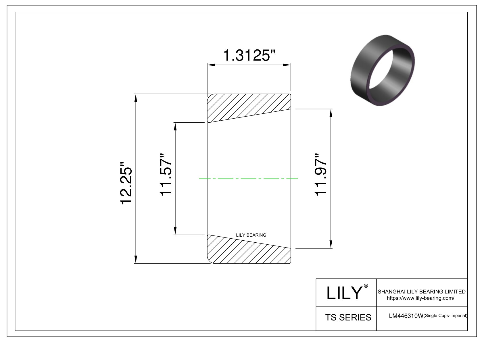 LM446310W 单杯体(英制) CAD图形
