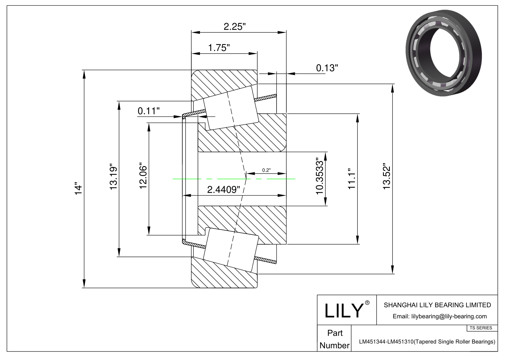 LM451344-LM451310 TS系列(圆锥单滚子轴承)(英制) CAD图形