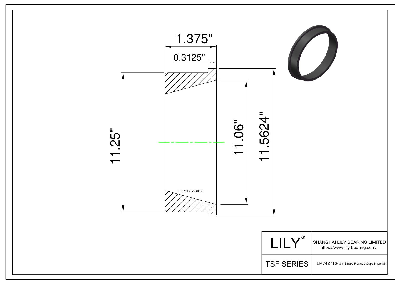 LM742710-B 单杯体法兰(英制) CAD图形
