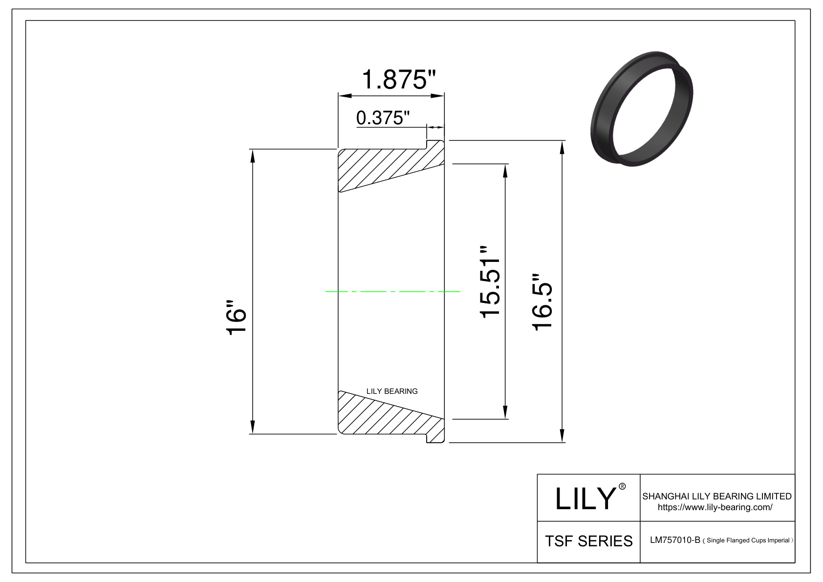 LM757010-B 单杯体法兰(英制) CAD图形