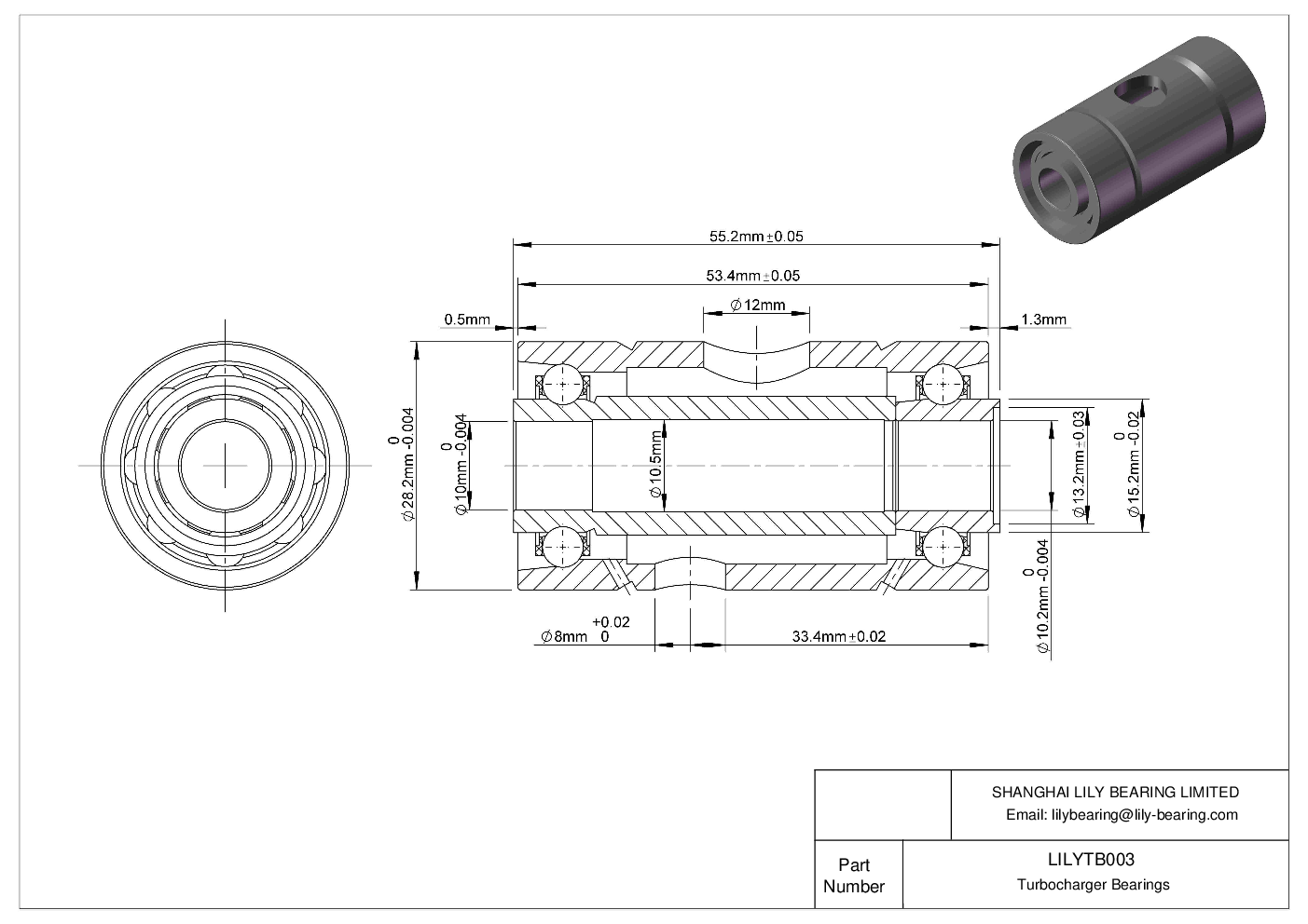 LILYTB003 涡轮增压器轴承 CAD图形